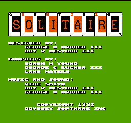 Solitaire title screen for NES